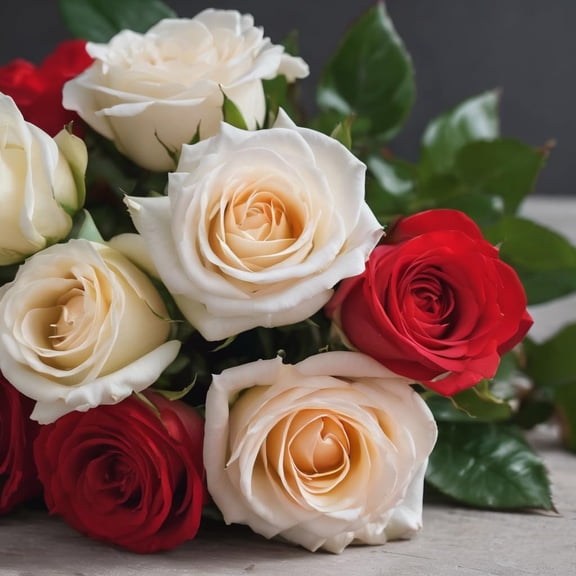 KaBloom : 6 Red Rose and 6 White Rose with Greens Next-Day Delivery, Gift for Every Occasion.