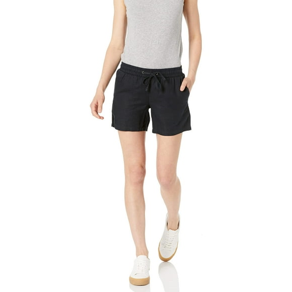 Essentials Short en Lin Mélangé à Cordon pour Femmes Grande Taille 5 (Disponible en Grande Taille) Noir 4X