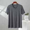 thumbnail image 2 of Men Super Soft V Neck | Modal T-Shirt for Men | Breathable, Tagless Performance Cotton Blend | All-Day Wear Big and Tall Size L-5XL Dark Gray, 2 of 5