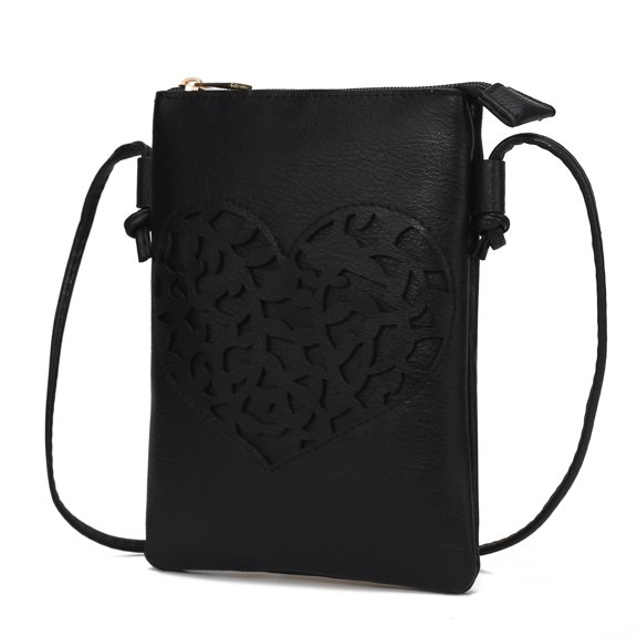 MKF Collection Heartly Women's Crossbody Bag, Vegan Leather Handbag by Mia K. - Black