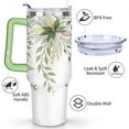 thumbnail image 3 of Green Leaves 40 Oz Tumbler with Handle Lid and Straw, Stainless Steel Double Walled Vacuum Insulated Cup, Cute Anniversary Wedding Birthday Gifts Tumbler for Women Men Friends Outdoor Indoor, 3 of 7