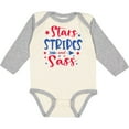 thumbnail image 3 of Inktastic 4th of July Stars Stripes and Sass Blue and Red Stars Girls Long Sleeve Baby Bodysuit, 3 of 5