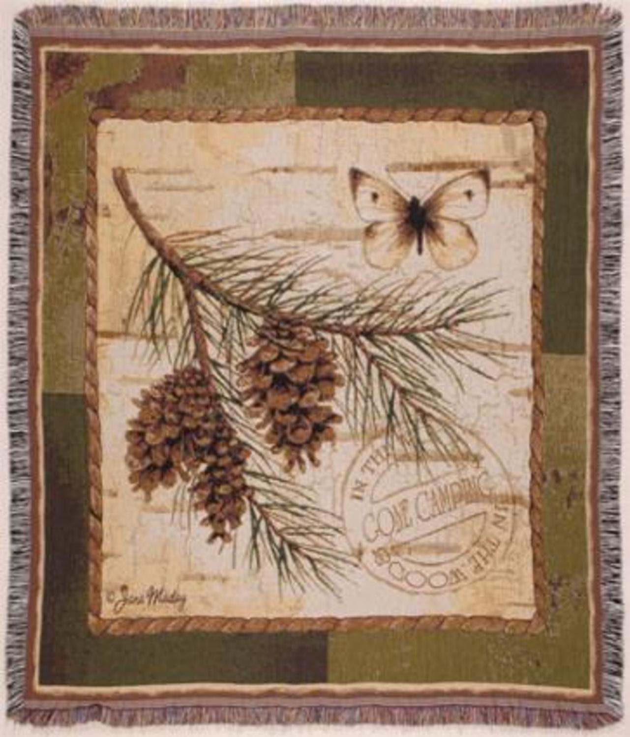 Pinecone Branch Tapestry Throw Blanket 50" x 60