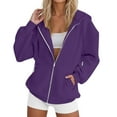 thumbnail image 5 of HAiming Zip up Hoodie Jacket for Women Casual Oversized Long Sleeve Hooded Sweatshirts Fall Coat Outwear, 5 of 7