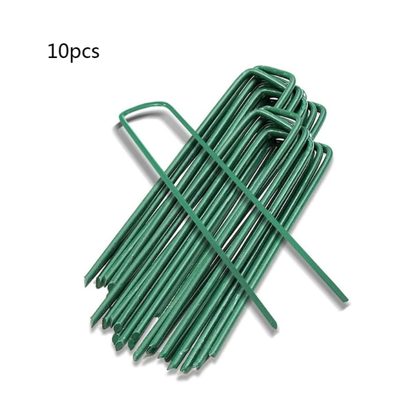 10 U SHAPED PINS STAPLES GROUND PEGS WEED CONTROL FABRIC ARTIFICIAL GRASS NEW 