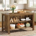 thumbnail image 3 of Tribesigns Kitchen Island with Seating and Storage, 59-Inch Large Farmhouse Stationary Island Table for Kitchen, 3-Tier Counter Height Coffee Bar Tables for Dining Room, Rustic Brown, 3 of 5