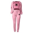 thumbnail image 4 of Gibobby Conjunto de sudadera y pantalones Sudadera con capucha de forro polar para mujer y chándal con estampado de diente de león para deportes y ocio(Rosa,G), 4 of 5