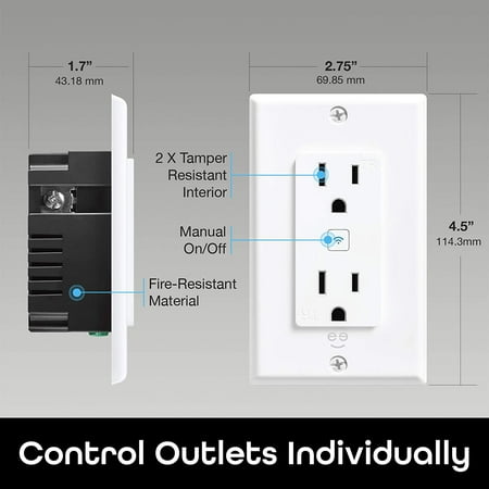 Geeni - Smart Wi-Fi In-Wall Outlet - White