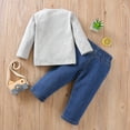 thumbnail image 3 of Baby Girl Tops Winter Toddle Baby Kids Boys Print Pullover Tops+Ripped Set Outfits Clothes Toddler Long Sleeve Shirt Gray 90, 3 of 9