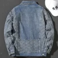 thumbnail image 3 of Chaqueta vaquera para hombre, abrigo vaquero japonés azul para hombre, con hombros anchos empalmados, estilo rockero geométrico, informal, vintage, talla grande, vaquero, novedad, 3 of 4