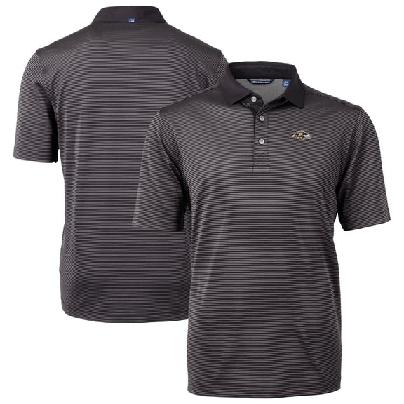 Men's Cutter & Buck Black Baltimore Ravens Big & Tall Virtue Eco Pique Micro Stripe Recycled Polo