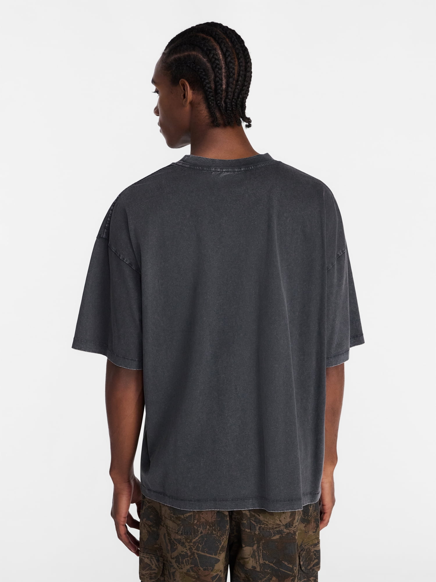 No Boundaries Men's Oversized Boxy Tee Shirt with Short Sleeves, XS-4XLT
