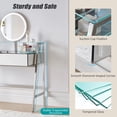 thumbnail image 4 of EUROCO 33.9" Makeup Vanity Desk with Mirror and Lights,Mirrored Vanity Table with 2 Big Drawers,Open Shelf,2 Makeup trays and Charging Station,Modern Big Vanity Set for Bedroom,Silver, 4 of 8