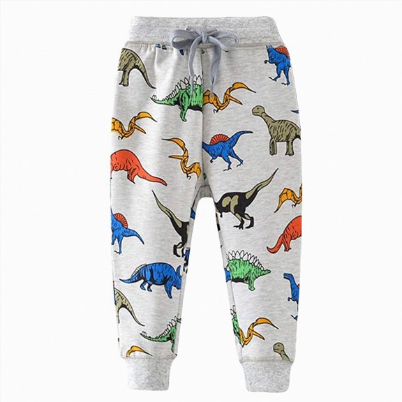 2-3T Toddler Sweatpants Boys Jogger Pants Cotton Dinosaur Print Pant Cute School Casual Toddler Warm Joggers Pants 18-24 Months 2t 3t 4t 5t 6t 7t Toddler Boys Winter Pants,Grey