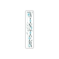 Hello Winter Vertical Aluminum Metal Decor Sign - 4x18 inches
