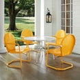 thumbnail image 3 of Pemberly Row 5 Piece Metal Patio Dining Set in White and Tangerine, 3 of 8
