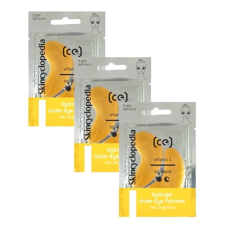 Skincyclopedia High Grade Vitamin C Hydrogel Eye Patches for Dark Circles, Daily Anti-Aging Ultra Brightener, Fight Fine Lines, Wrinkles, & Dark Spots, Texture Repair Vegan. 3Pack