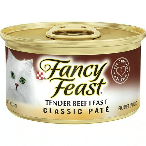 ( 4 Pack ) Fancy Feast Cat Food, Gourmet, Tender Beef Classic Pate 3 Oz, cans