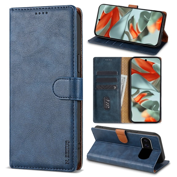 for Google Pixel 9 / 9 Pro Wallet case with RFID Blocking Credit Card Holder,Flip Book Kickstand  PU Leather Magnetic Closure Protective Cover Women Men for Google Pixel 9 / 9 Pro Phone Case,Blue