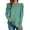 Green, variant on Women Casual Tops U-Neck Long Sleeve Puff Sleeve Solid Color Relaxed Fit T-Shirt