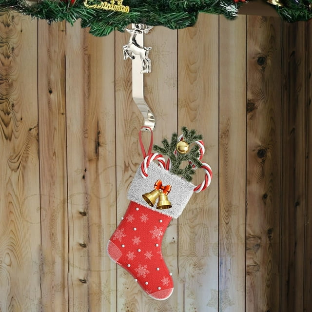 Soportes para calcetines de Navidad Ganchos para chimenea Perchas para Adorno colgante duradero Ganchos para calcetines creativos para Navidad ciervo navideño Colco Gancho para medias