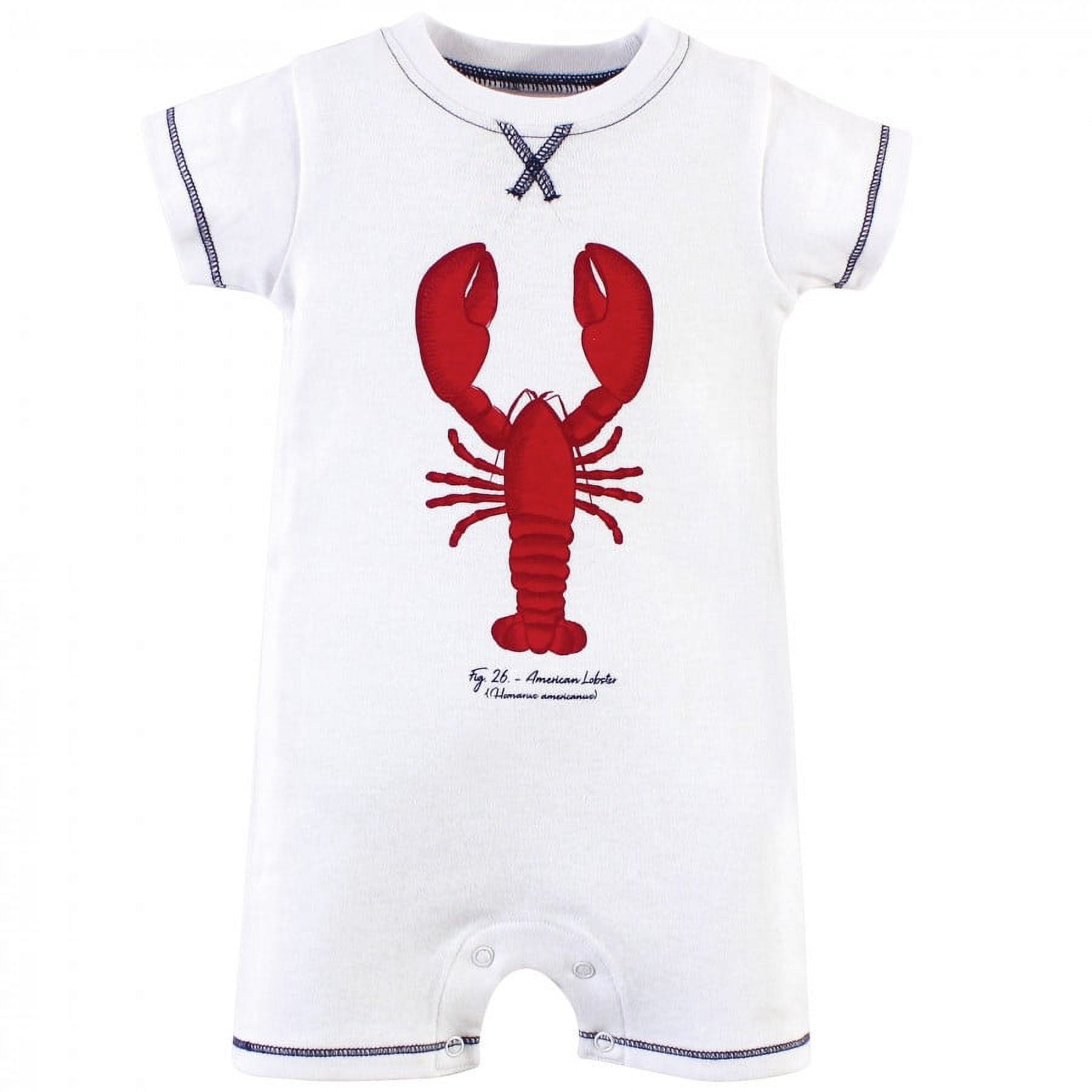 Touched by Nature Baby Boy Organic Cotton Rompers 3pk, Lobster, 12-18 Months
