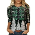thumbnail image 2 of Gamivast Christmas Tops Women Christmas Shirts for Women 2025 3/4 Sleeve Plus Size Round Neck Funny Holiday Graphic Pullover Fall Loose Fitted Tunic Blouses Xmas Party Outfits, 2 of 6