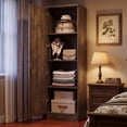 thumbnail image 5 of Aheaplus Farmhouse Pantry Storage Cabinet - Freestanding Narrow Cabinet with Adjustable Shelves for Kitchen, Bathroom & Utility Room,Walnut, 5 of 6