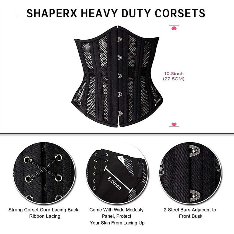 LRAPAIR Women's Waist Training Corsets Heavy Duty 24 Steel Boned Hourglass  Silhouette Underbust Body Slim Shaper