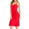 thumbnail image 1 of Women Sling Lace Stitching Hem U Neck Solid Color Midi Dress, 1 of 3