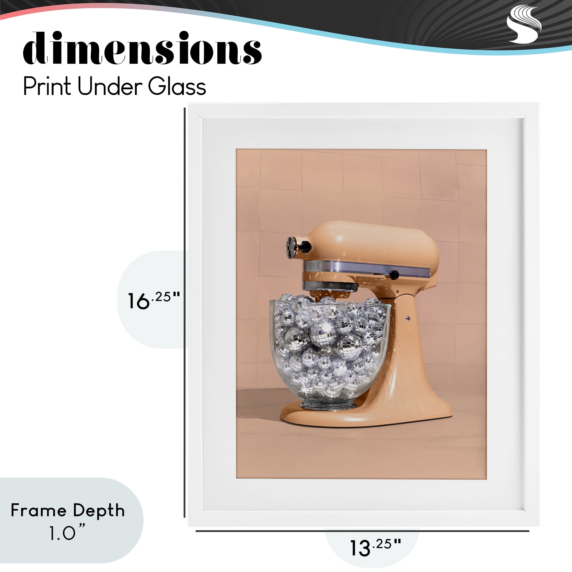 Stupell Industries Disco Kitchen Mixer over Orange White Framed Print Under Glass, design by LISH Creative