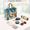 thumbnail image 4 of Corduroy Composite Fabric Tote Bag Magnetic Snap Large Capacity Crossbody Bag Beige Shoulder Strap Cute Corgi under The Stars, 4 of 7