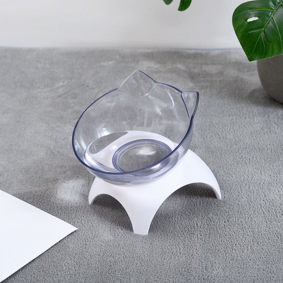 ELAYARD White Tilted Pet Feeding Bowl with Thickened Bite-Resistant Material for Dogs and Cats