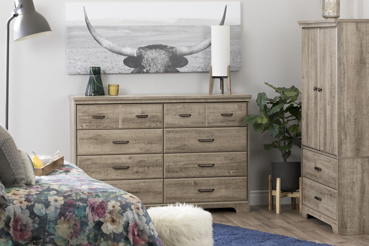 South Shore Versa 8-Drawer Dresser for Adult, in Weathered Oak