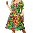 thumbnail image 1 of Vestido de manga corta con estampado de caramelos reales de Jelly Bean, ropa de mujer, vestidos de fiesta 2025, vestido de mujer, mono de verano para mujer, vestido, 1 of 7