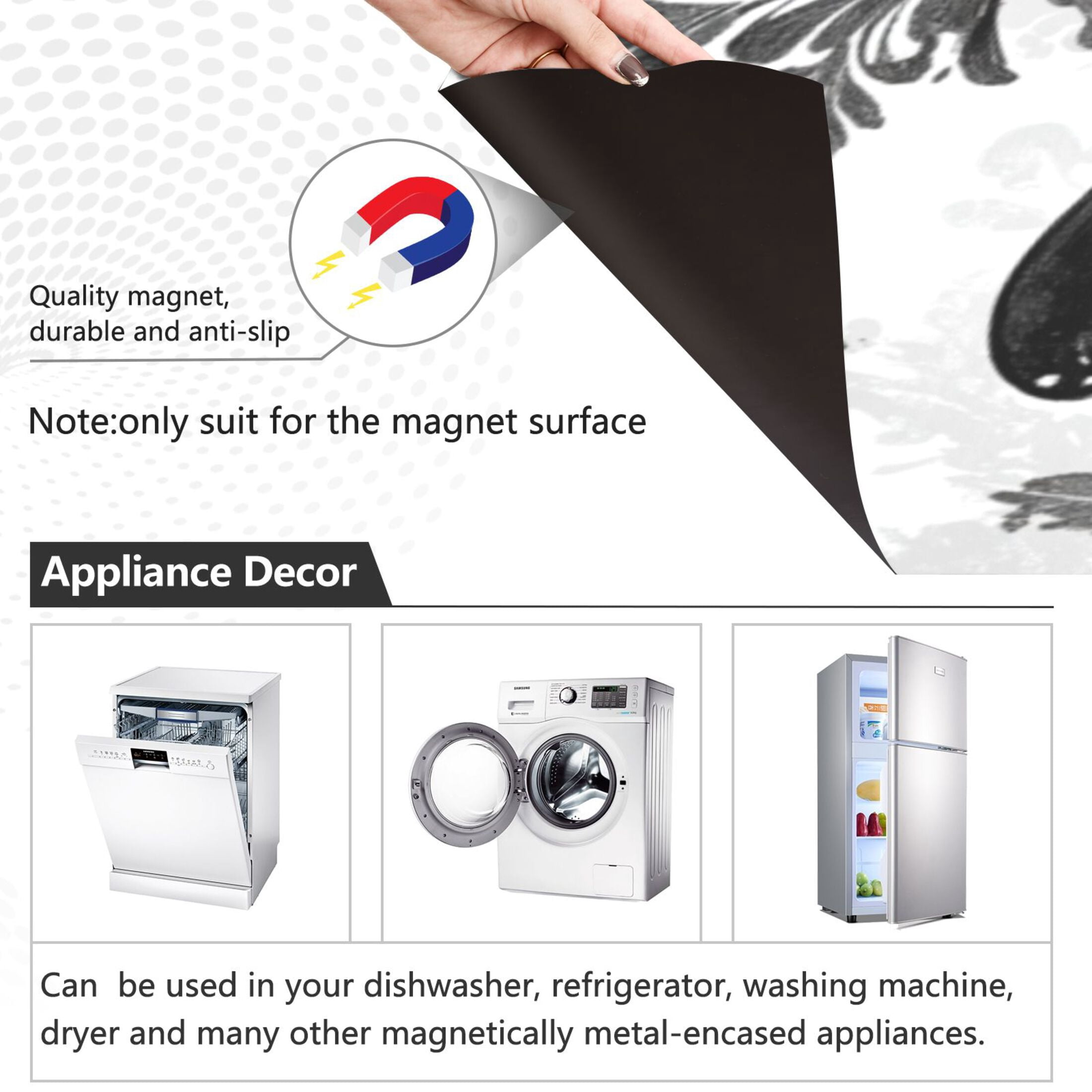 Dishwasher Magnetic Sticker 23x26 Inch Refrigerator Magnetic Sticker Washing Machine Magnetic Sticker Kitchen Panel Magnetic Sticker Home Decor Black Beautiful Butterfly