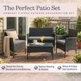 thumbnail image 4 of Lavish Home 4-Piece Rattan Outdoor Patio Furniture Set Combo Sofa, 2 Cushioned Chairs, and Table, Gray, 4 of 8