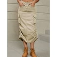 thumbnail image 2 of Denim Skirt Below Knee Length High Waisted Jean Skirts for Women Shallow Khaki XL, 2 of 7