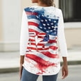 thumbnail image 4 of 4th of July Shirts for Women Plus Size 3/4 Sleeve T-Shirts Casual USA Flag Print Tops Independence Day Patriotic Pullover USA 250th Anniversary Celebration Party V Neck Blouses Blue 3XL, 4 of 5