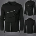 thumbnail image 2 of Fall Shirts for Men Men Casual Solid Dark Style Long Sleeve T-shirt Round Neck Blouse, 2 of 8