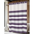 thumbnail image 4 of Purple Grey Stripe No Hook Shower Curtain Waterproof, Bathroom Curtains with Snap in Liners and See Through Top Window, Minimalist Farmhouse Striped Hotel Style Bathtub Curtains Shower 72"Wx84"L, 4 of 8