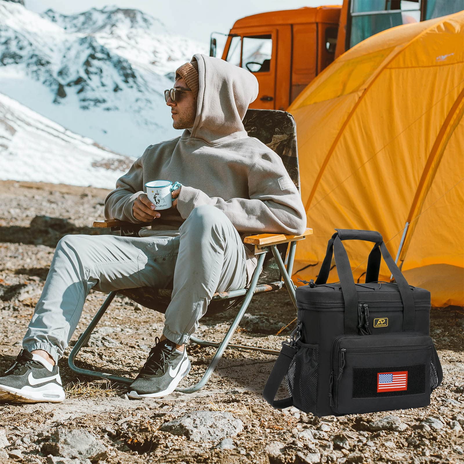 Lunch Box for Men, Lunch Bag Webbing Leakproof Insulated Large Lunch Cooler Bag Women Adult Meal with Adjustable Shoulder Strap Durable Lunch Pail-Black