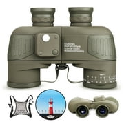 LAKWAR Marine Binoculars for Adults, 10X50 Rangefinder Compass Waterproof Fogproof with Low Light Vision BAK4 Prism FMC Lens Binocular for Birdwatching Boating Hunting and Navigation