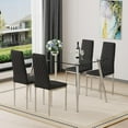 thumbnail image 4 of LUFTUT Dining Chairs Set of 4, Black Faux Leather High Back Kitchen Chairs, Upholstered Modern Dining Room Side Chairs with Chrome Metal Legs & Diamond Stitching, 4 of 10