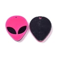 thumbnail image 2 of 50pc Opaque Acrylic Pendants Alien Face Deep Pink 35.5x29.5x4mm Hole: 1.8mm, 2 of 4