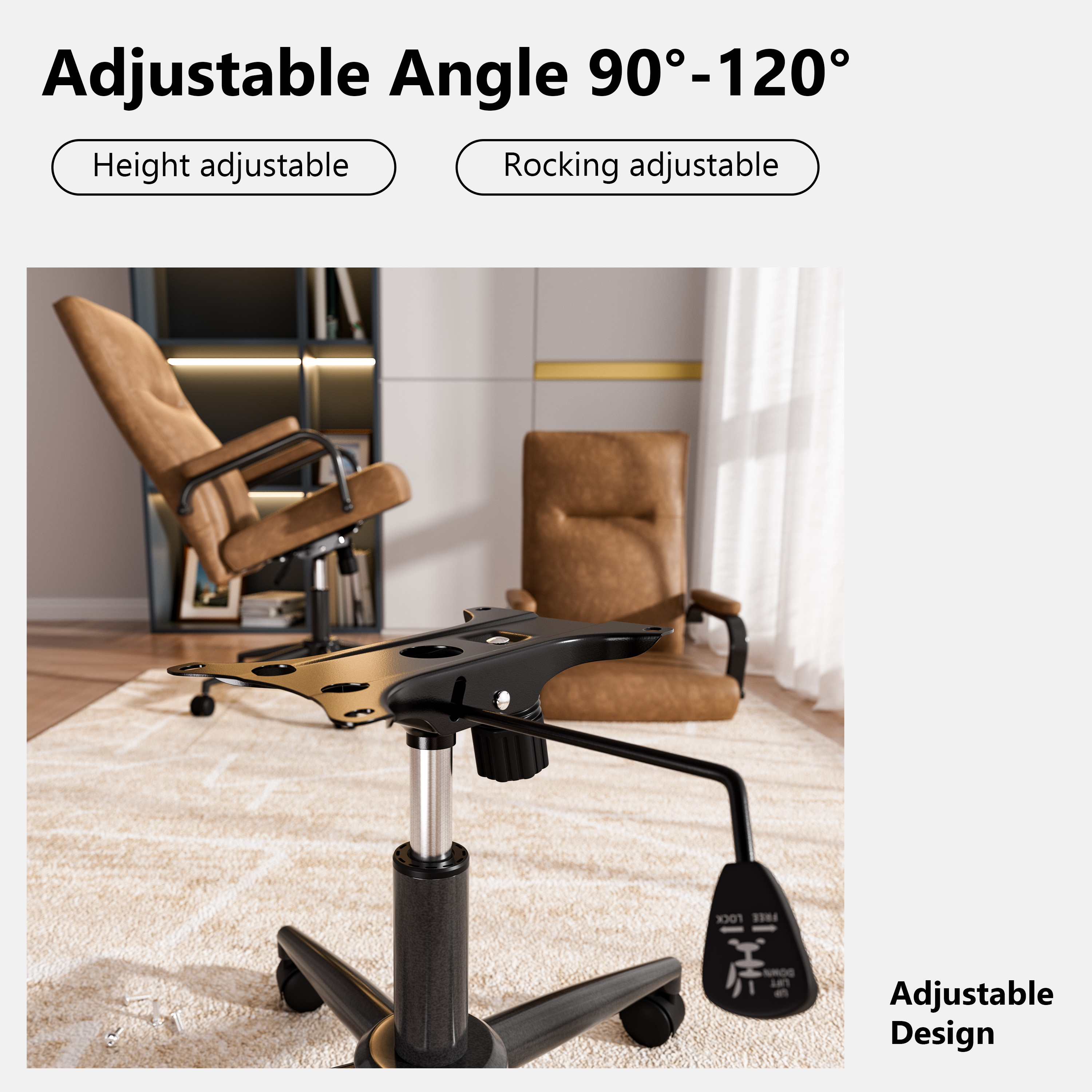 iooHug Ergonomic Office Chair with Memory Foam, High Back Adjustable Swivel Desk Chair, PU Leather Computer Gaming Chair with Lumbar Support and Armrests for Home Office, Brown