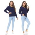 thumbnail image 6 of Taigaofy Women's Fashion Pure Color V-neck Half zip Thread Long Sleeved Knit Pullover Casual Lazy Top Navy M, 6 of 7