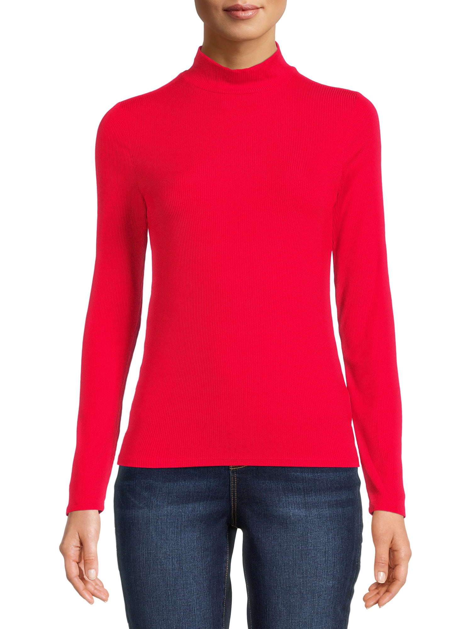 No Boundaries Women's Juniors Long Sleeve Mock Neck Top, 2-Pack