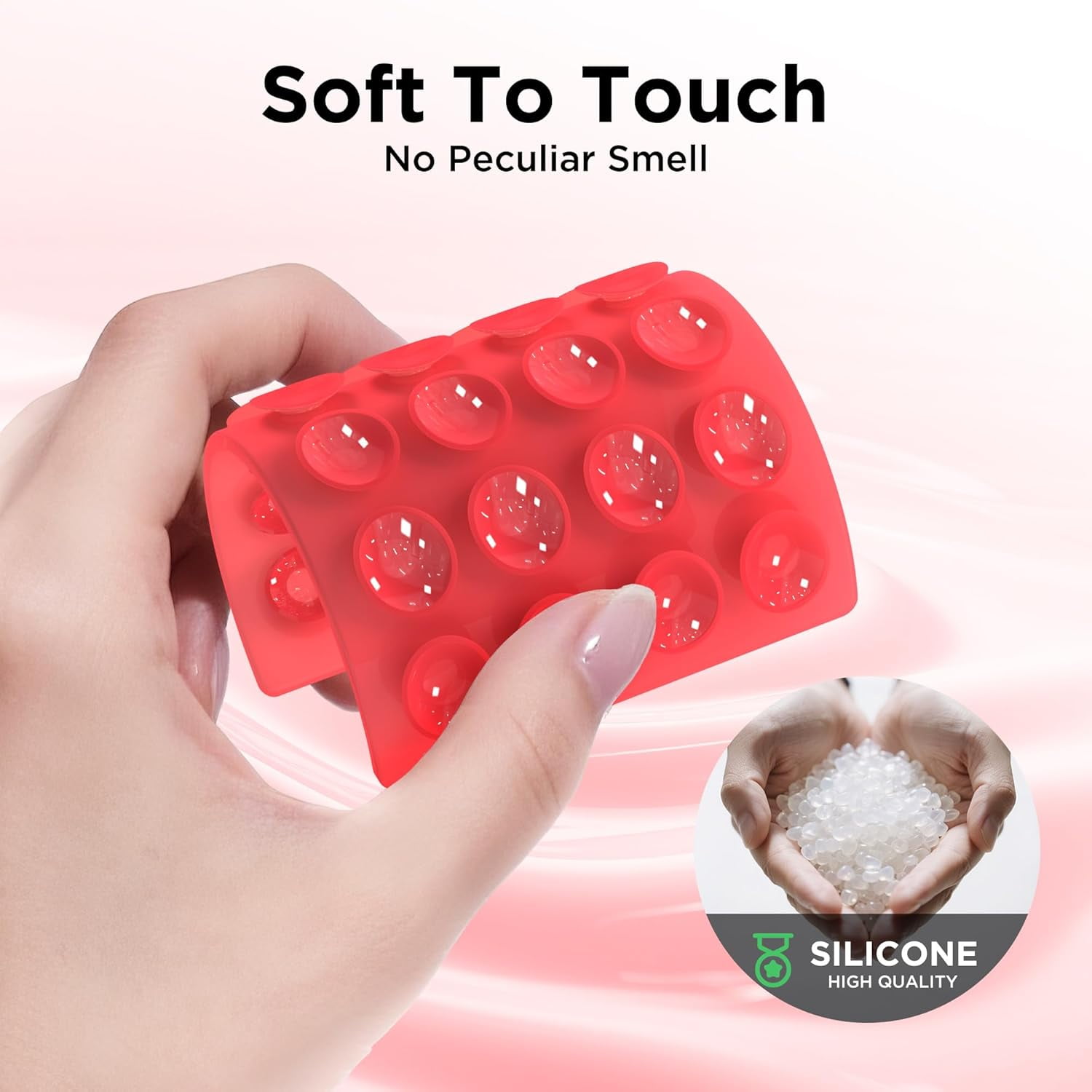 MKEUDQ-2 Pack Silicone Suction Cup Phone Case Mount Double-Sided, Hands-Free Strong Grip Holder for iPhone and Android, Sticky Phone Stand for Selfies and Videos, Red+Transparent