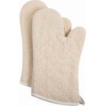 HEETLY 13-Inch Terry Cloth Commercial Oven Mitts, 1-Pair Set, 425°F Heat Resistant, White
